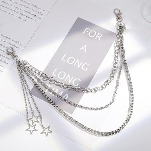 Vivian&CD Jean Chain Belt for Men&Women, Pocket Chain Goth Punk Chain Belt Chain Layered Chunky Pants Chain and Vintage Hip Hop Wallet Chain Jewelry Accessory for Women Men thumbnail 3