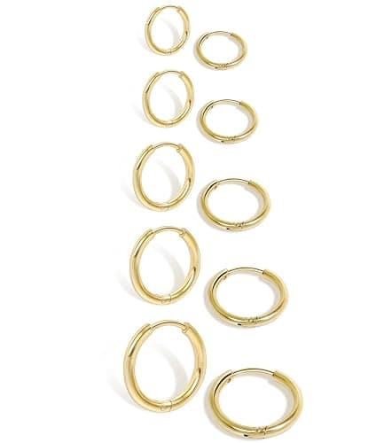 Small Gold Hoop Earrings Lightweight: Hinged Huggie Hoop Earrings for Lobe Cartilage Helix Tiny Hoops Earrings in Silver Black for Women Men - Image 1