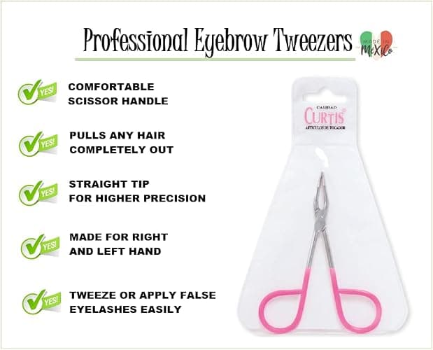 Curtis PROFESSIONAL Salon TWEEZERS with Easy Scissor Handle, CASE Included; The BEST PRECISION EYEBROW TWEEZERS Men/Women; Tools for Facial Hair, Ingrown Hair, Blackhead; Pink & Silver EASY TO HOLD thumbnail 2