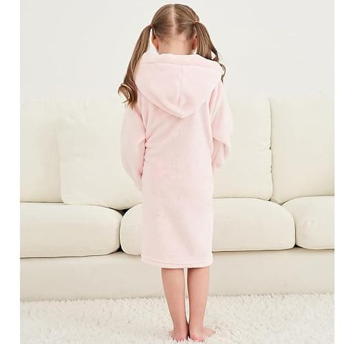 DNggAND Boys Girls Bathrobes,Toddler Boy Girl Robes,Children's Plush Soft Coral Fleece Hooded Pajamas Sleepwear for Kids thumbnail 6