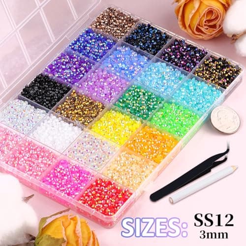 34000Pcs Resin Jelly Rhinestones for Bedazzling, Multicolor 3mm Flatback Gems for Diamond Art, Bedazzler Kit with 3Pcs 10ml B7000 Jewelry Glue for Bedazzle Thing Crafting Book Nail Art thumbnail 2