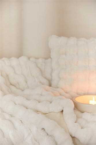 Bubble Decke Fellimitat Kuscheldecke Flauschig Flauschige Fluffy Blanket für Bett Sofa Casual (Weiß, 100 * 160cm) thumbnail 4