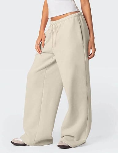 HeSaYep Women's Fleece Lined Sweatpants Winter Warm Wide Leg Sweat Pants Baggy Casual Pants with Pockets thumbnail 5