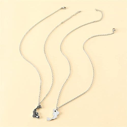 Tai Chi Yin Yang Pendant Necklace Set Lucky Black White Fish Charm Bracelet for Women Men My Best Friends Jewelry Gift thumbnail 3