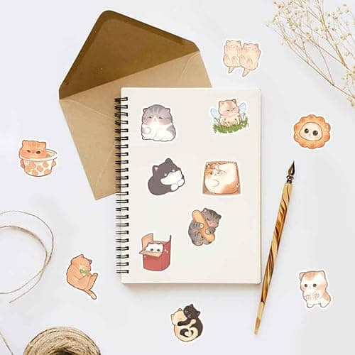 Cute Cat Stickers for Kids Teen Adults 100 Pack, Waterproof Kawaii Stickers Water Bottle Laptop Phone Case Scrapbooking, Cat Birthday Party Kawaii Gift Thing Stuff Item Boy Girl (Kawaii cat 100pcs) thumbnail 4