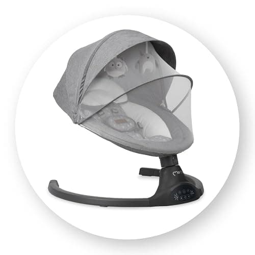 MoMi KENANI Transat balancelle jusqu’à 9 kg, pliable, télécommande et Bluetooth pour smartphone, alimentation piles et secteur, harnais de sécurité 5 points, pare-soleil, moustiquaire thumbnail 26