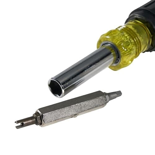 Klein Tools 32527 Multi-Bit Screwdriver/Nut Driver, 11-in-1 with Phillips, Slotted, Square, and Schrader Bits and Nut Drivers thumbnail 7