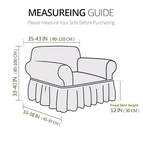 NICEEC Armchair Cover Super Soft 1-Piece White Armchair Slipcover Stretch Universal Spandex Couch Covers for Living Room Easy Fit Washable Furniture Sofa Protector with Skirt thumbnail 3
