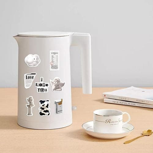 Aesthetic VSCO Stickers for Water Bottles,Black and White Simple Vinyl Sticker for Laptop,61Pcs DIY Decorate Skateboard Computer Phone Decals for Kids Girls Teens (Black & White) thumbnail 2