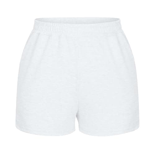 tuduoms Women's 5" Comfy Terry Shorts Casual Drawstring Waist Sweat Cotton Shorts Athletic Gym Yoga Running Track Short Pants - Medium - White thumbnail 4