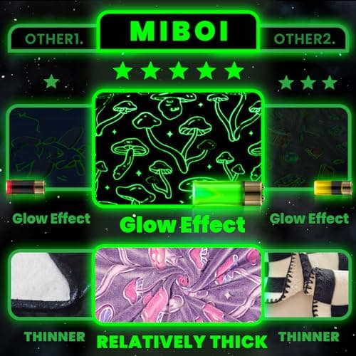 MIBOI Mushroom Throw Blanket Gifts for Women Girls, Glow in The Dark Mushroom Decor Cute Blankets for Bed Sofa Couch, Cottagecore Room Decor Stuff Kids Gifts for Birthday Christmas thumbnail 6