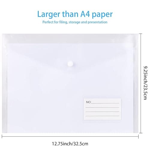 A4 Clear Plastic Wallets Folders - 30PCS A4 Popper Wallets with Label Pocket Document Files Wallets Plastic Envelope Folder thumbnail 3