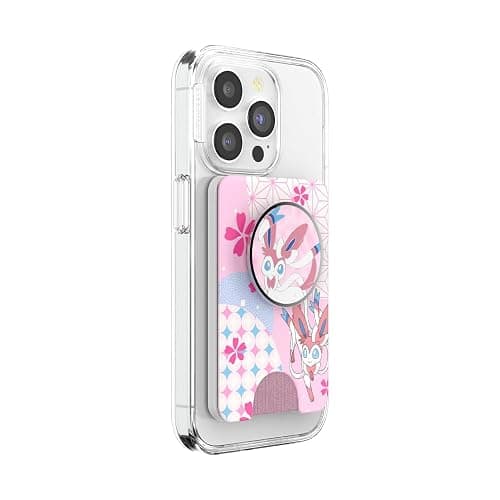 PopSockets Phone Wallet with Expanding Grip and Adapter Ring for MagSafe, Phone Card Holder, Wireless Charging Compatible, Wallet Compatible with MagSafe, Pokemon - Enamel Sylveon's Dream thumbnail 3
