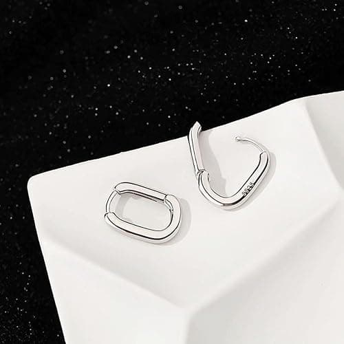 925 Sterling Silver Hoop Earrings, Hypoallergenic Small U Hoop Earrings, Minimalist Huggie Earrings for Women Teen Girls Jewelry Gifts Silver/Gold thumbnail 4