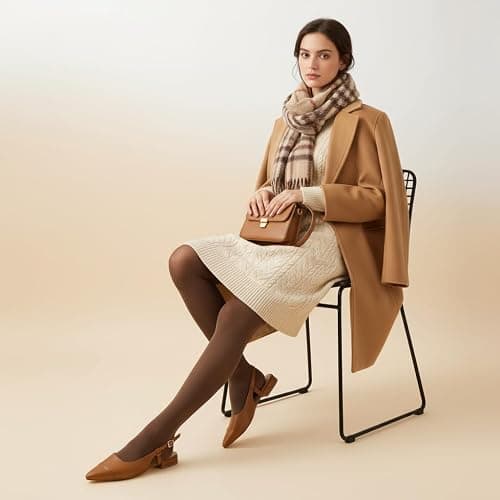 CUSHIONAIRE Women's Forever Pointed Toe Sling Back Dress Shoe +Memory Foam, Wide Widths Available, Cream Smooth thumbnail 9