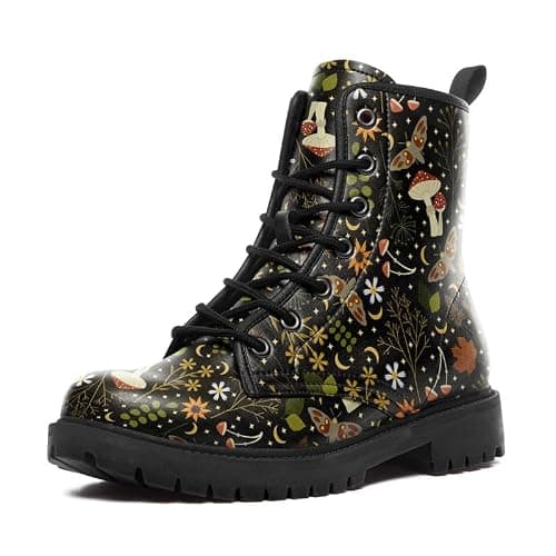 AWSOLE Fashion Ankle Boots For Men Women Floral Mushroom Star Trendy Lace Up Unisex Booties Combat Trendy Street Wear Boots - Image 1