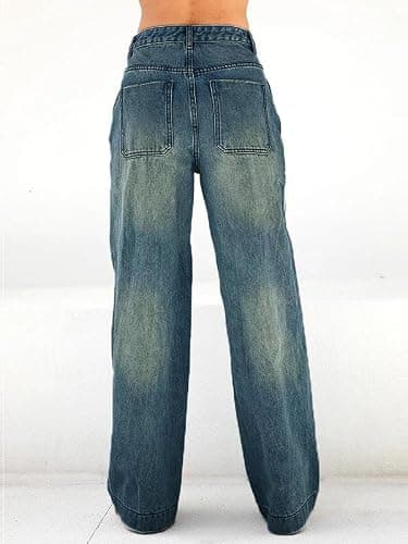 EMMIOL Women's 2026 Wide Leg Jeans Distress Mid Waist Denim Pants Vintage Y2K Trousers thumbnail 4