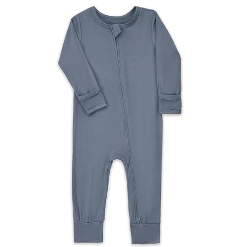 Aablexema Baby Footless Pajamas Zipper with Mitten, Rayon from Bamboo, Infant Long Sleeve Romper Pjs thumbnail 3