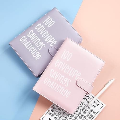 AASLOB 100 Envelopes Money Saving Challenge, 100 Envelope Challenge Binder, Easy and Fun Way to Save $5,050, Savings Challenges Budget Book Binder with Cash Envelopes for Office,Home,School (Pink) thumbnail 2