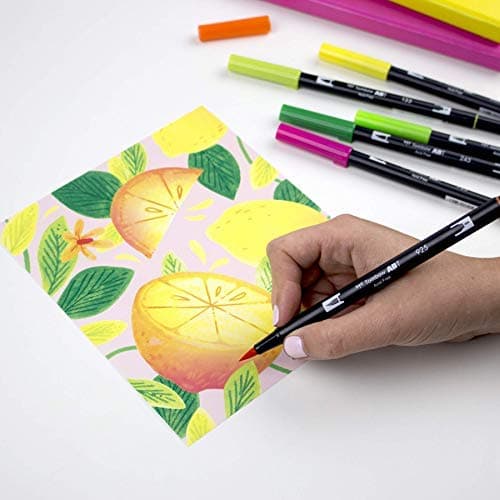 Tombow 56196 Dual Brush Pen Art Markers, Citrus, 10-Pack. Blendable, Brush and Fine Tip Markers thumbnail 2