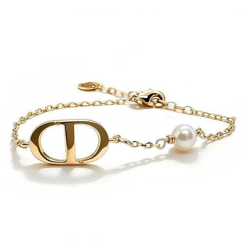 Personalized Initial Pearl Bracelet,18K Gold Women's Light Luxury Letter Bracelet,Thick Gold Plated Hypoallergenic and Color Fast Gift for Girlfriend on Festivals and Birthdays Gift thumbnail 3