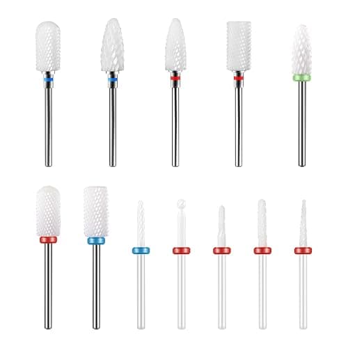 12 Stück Keramik Nagelbohrer Set, 3/32 Zoll Nagelfräser Aufsätze Bits Professioneller Bohrer für Nägel, Nagelhautentferner Fräser Bit Gelnägel für Acryl Maniküre Pediküre Nagelfeilenmaschine - Image 1