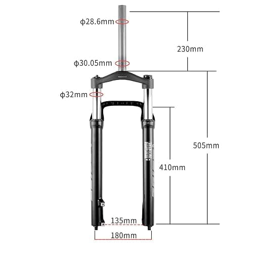 Criblor 26x4.0 inch MTB Suspension Fork,Mountain Bike Snow Fork Fat Bicycle Fork Mechanical Forks Locking Suspension Forks Aluminum Alloy Fit 4.0" Tire Spread 135mm Bicycle Fat Suspension Fork thumbnail 2