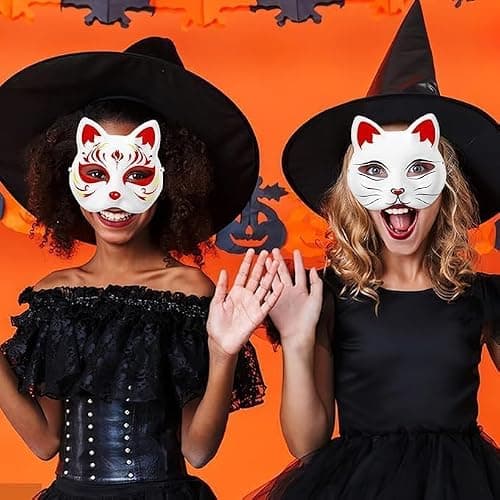 Musaner 20 PCS Cat Mask DIY White Therian Masks to Paint Blank Animal Dress Up Masks for Holiday Party Cosplay, 7.1X6.7in thumbnail 7