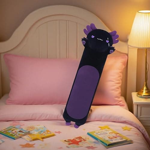 Sausudols Long Axolotl Plush, 27.6” Long Axolotl Body Pillow for Kids, Cute Axolotl Stuffed Animals for Girls, Soft Plushies Toy Gifts for Birthday Dark Purple thumbnail 7