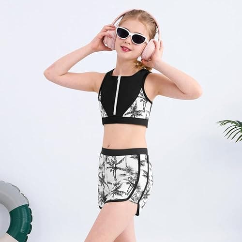 URMAGIC Girls Tankini Swimsuit Color Block Two Pieces Bathing Suit with Shorts Teen Girls' Swimwear Bikini Set Swim Suit thumbnail 3