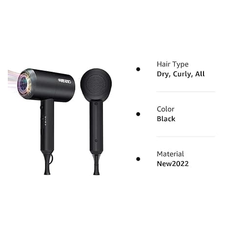 SHRATE Lightweight Ionic Hair Dryer with Diffuser - Powerful 1800W Blow Dryer for Fast Drying - Professional Low Noise Mini Hair Dryer for Travel, Gifts, Hair Styling (Black) thumbnail 9