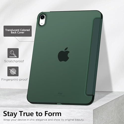 MoKo for iPad (A16) 11th Generation Case 11 Inch 2025,iPad 10th Generation Case 10.9 Inch 2022,Slim Stand Hard PC Translucent Back Shell Smart Cover,Support Touch ID,Auto Wake/Sleep,Midnight Green thumbnail 6