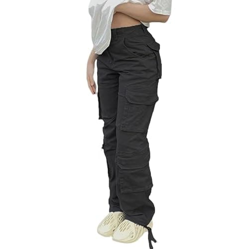 Viatabuna High Waisted Cargo Pants for Women Baggy Y2k Straight Wide Leg Pants with Pockets Streetwear - Image 1