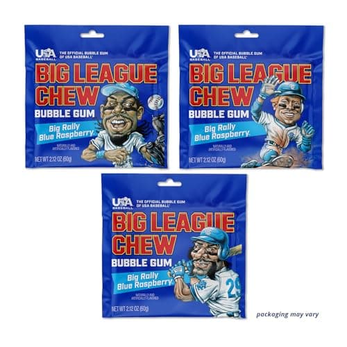 Big League Chew Big Rally Blue Raspberry Bubble Gum - Bold Blue Raspberry Blast | Perfect for Baseball Games, Teams, Concessions, Parties, and More | Pack of 12 Bags (2.12oz Each) thumbnail 7