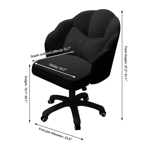 HDHNBA Vanity Chair with Wheels Velvet Petal Desk Chair Upholstered Tufted Home Office Chair for Women Girls, Height Adjustable Makeup Task Chair for Bedroom Living Room thumbnail 2