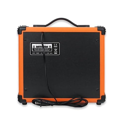 Electric Guitar Amplifier 20w amp Orange Color gain bass Treble 3.5mm aux in Drive 6.5mm Guitar Input Headphone Portable for Beginner Starter Practice Travel amp noiseless Cable Pick and Adapter in thumbnail 5