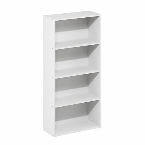 Furinno Basic Book Shelf, 4-Tier Bookcase with Open Shelf, Bookshelf, Cube Storage Organizer, 7 x 17 x 35, for Living Room, Bedroom, Home Office, White thumbnail 5
