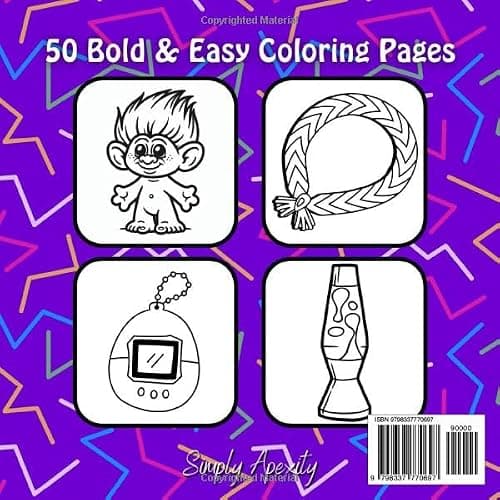 90's Nostalgia Coloring Book: Bold, Easy, Simple & Big Designs For Adults & Kids To De-stress and Unwind. Relaxation Coloring Pages Featuring Retro Throwback Themed Illustrations thumbnail 2