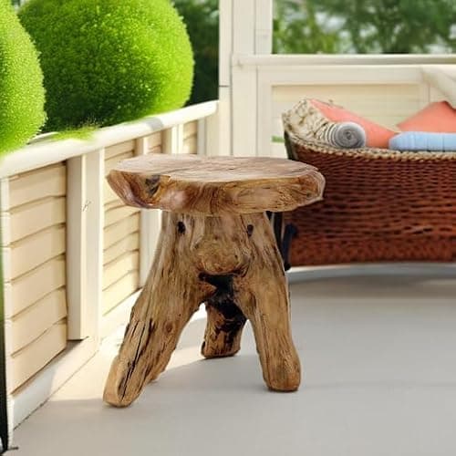 WELLAND Natural Cedar Stump Stool, Live Edge Mushroom Side Table, 14" H | Handcrafted from solid cedar with a live edge top and natural tree stump base thumbnail 6