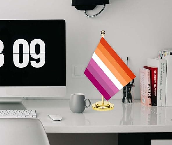 lesbisch Schreibtisch Flagge, 30cm großes kleines Lesbische Geliebte Lgbt Pride StolzLesbische Geliebte Lgbt Pride Stolz Banner im Freien, winziges Drucken Dekor für Büro Home Tisch desk lesbian thumbnail 2