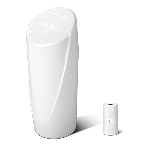 SGLRT Car Trash Can Bin with Lid - Car Garbage Can Cup Holder - White Mini Leakproof Vehicle Trash Garbage Can Bin with 20pcs Trash Bags-Car Organizers and Storage for Front Back Seat Accessories - Image 1
