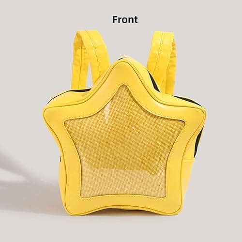Vobomo Yellow Star Kawaii Backpack PU Leather Ita Bag Backpack Y2k Shoulder Bag Aesthetic Cute Backpack (Yellow) thumbnail 4