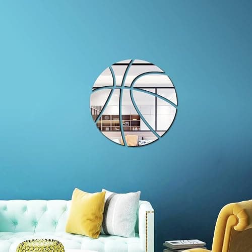 ufengke Basketball Mirror Wall Decal Acrylic 3D Wall Stickers Boys Girls Room Living Room Bedroom Silver Wall Decor thumbnail 4