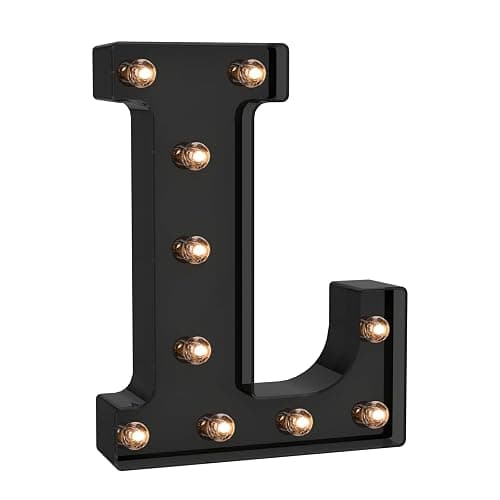 Foaky Black LED Letter Lights for Room Decor - Bedroom Wall Decor, Alphabet Lights for Home, Wedding, Party - Battery Operated （L） - Image 1