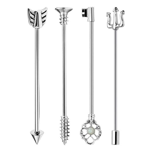 Mayhoop 14G Stainless Steel Industrial Barbell Trident Bar - 38mm 1 1/2 Inch Piercing Bar - Image 1