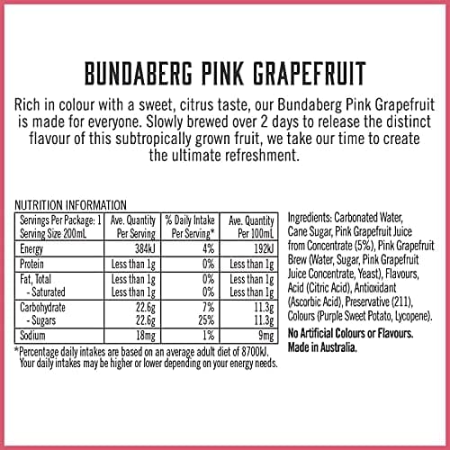 Bundaberg Pink Grapefruit Mini Cans - 24 Pack thumbnail 3