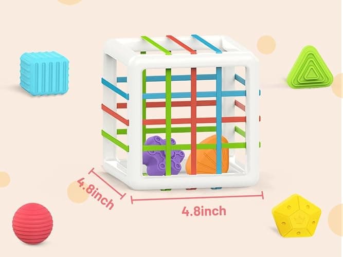 MINGKIDS Montessori Toys for 1 Year Old, 6 Pc Multi Sensory Shape, Toddler Developmental Learning Birthday Gifts, Baby Toys 12 Month thumbnail 2