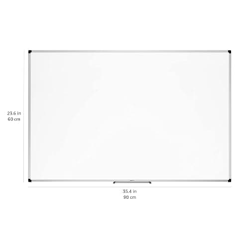 Amazon Basics Large Magnetic Dry Erase Whiteboard with Pen Tray for School, Classroom, Office & Home , 35.4" x 23.6", Aluminum frame thumbnail 3