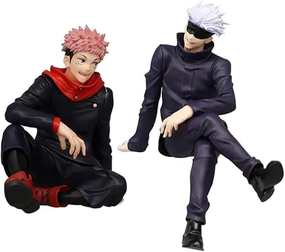 Puruuige 2PCS Anime Figures Itadori Yuji Noodle Stopper Figurine Sitting Pose Character Statue PVC Collection Model Desktop Decoration, Type 1 - Image 1
