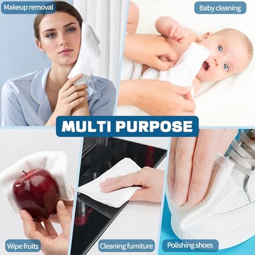 Disposable Face Towel XL, 10"×12" Biodegradable Face Towels, Super Soft & Thick Face Wipes, Makeup Remover Wipes, Clean Facial Cloths for Sensitive Skin, 50 Count Value Pack thumbnail 3